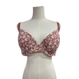 Lucky Brand women's T shirt bra 42C dusty rose pink floral padded underwire
